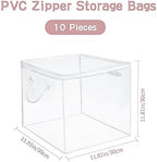 10-Pack Clear Zippered Storage Bags with Handles, Two-Way Zipper Foldable Closet Organizer, Bed Sheet Organizer, Plastic Storage Bin for Clothes, Towels - Image 3