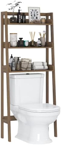 UTEX Over Toilet Bathroom Organizer, 3-Tier Storage Shelf Rack, Wood Grain by UTEX