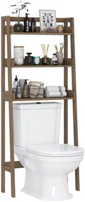 UTEX Over Toilet Bathroom Organizer, 3-Tier Storage Shelf Rack, Wood Grain by UTEX