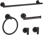 Matte Black Bathroom Hardware Set, Modern 24-Inch Towel Bar Set Wall Mounted, Towel Rack Set Black,Stainless Steel Bathroom Accessories Set Black,5-Pieces by Ntipox