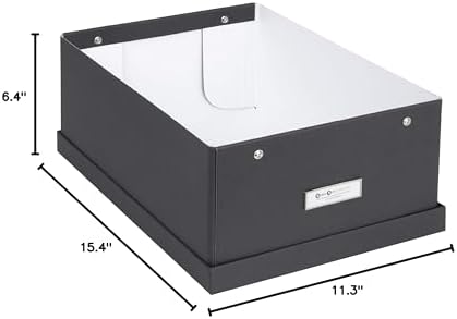 Bigso Box of Sweden Katia Collapsible Storage Box with Labelframe for Easy Identification - Simple Assembly Without Tools - Decorative Storage Boxes with Lids - 11.3in x 15.4in x 6.4in - Dark Grey - Image 4