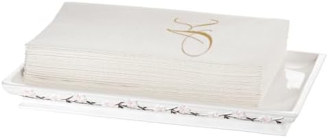 Creative Scents Vanda Bathroom Vanity Tray – Decorative Cherry Blossom White Resin Perfume Tray for Dresser -Small Rectangle Floral Tray for Bathroom Countertop, Perfume, & Dresser Cosmetics Organizer - Image 2