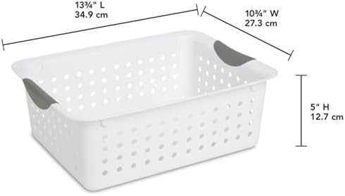 Sterilite 12-Pack Medium Ultra Basket, Open Top Plastic Storage Organizer, White - Classic Baskets for Organizing Countertops, Pantry Shelves, Kitchen Cabinets, Laundry Rooms or Home Offices - Image 2