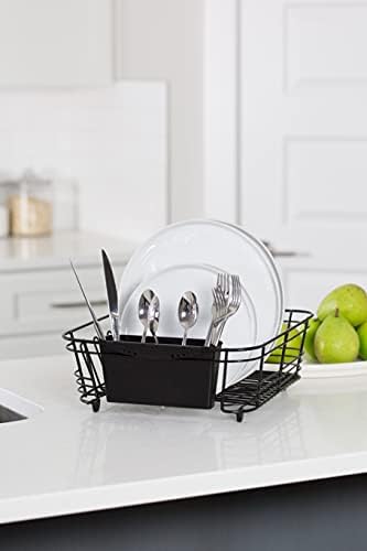 Better Houseware in-Sink Dish Drying Rack, Coated Steel, Black, 14.5 x 13 x 5 Inch, 2-Piece Set with Removable Utensil Caddy and Non-Slip Handles - Image 2