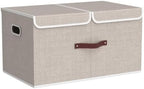 TYEERS Extra Large Collapsible Storage Bins with Lids and Compartments, Washable, Fabric Storage Boxes, 21.7x13x11.8 inches, 2 Pack, Beige - Image 4