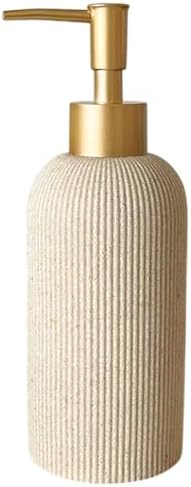 Boho Beige Bathroom Gold Bundle: Elegant 7oz Hand Soap Dispenser & Small Toothbrush Holder, Modern Farmhouse Style, Rust Proof, Unbreakable - Image 2