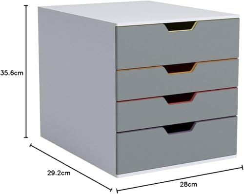 Durable Varicolor Drawer Organizer, 4 Color Coded Drawers, Gray - Image 3