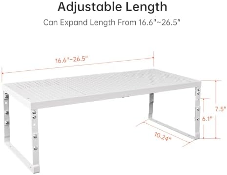Cabinet Shelf,Expandable Adjustable Stackable Kitchen Organizer,for cabinets, Kitchens, countertops, bathrooms Shelf Organizer(3Packs/White,Large) - Image 3
