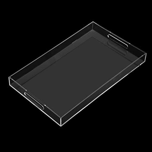 Clear Sturdy Acrylic Serving Tray with Handles-12x20Inch-Serving Coffee,Appetizer,Breakfast,Butler-Kitchen Countertop Makeup Drawer Organizer-Vanity Table Ottoman Tray-Decorative Tray - Image 6