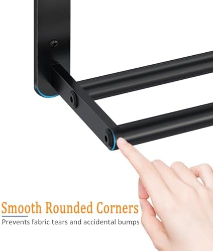Double Towel Racks for Bathroom, Towel Shelf with Double Towel Bar 32 inch, Towel Rack with Shelf for Bathroom, Stainless Steel Towel Holder Wall Mounted, Towel Storage for Bathroom Lavatory Black - Image 2