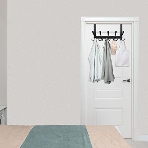 WEBI Over The Door Hook Door Hanger Hook Rack with 5 Tri Hooks for Hanging Coats, Door Towel Rack Door Coat Hanger Over Door Coat Rack for Behind Back of Bathroom,Black,2 Packs - Image 6