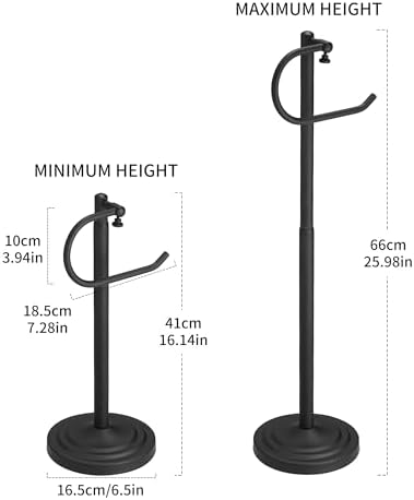 Hand Towel Holder Stand for Bathroom Countertop, Standing Towel Rack with Non-Slip Base, Stainless Steel Adjustable Towel Bar 16.5-26 Inch for Kitchen Vanity (Matte Black) - Image 5