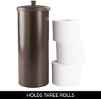 iDesign Freestanding Bathroom Toilet Paper Storage Holder with Lid for 3 Extra Rolls,Bronze,(Pack of 4) - Image 4