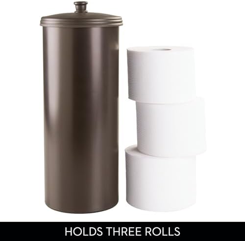 iDesign Freestanding Bathroom Toilet Paper Storage Holder with Lid for 3 Extra Rolls,Bronze,(Pack of 4) - Image 4
