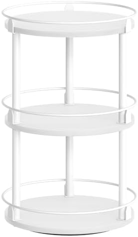 YATINEY Lazy Susan Organizer, Rotating Spice Rack, 3 Tier Spice Turntable Organizer, Industrial Turntable Spice Holder, for Kitchen Countertop and Cabinet, Compact and Versatile, White SR23WW by Yatiney