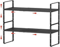 2Pcs Expandable Cabinet Shelf Organizers, 16.5"~27''L, Black by jkxoo
