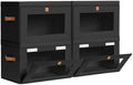 Homsorout Collapsible Storage Bins - Large Stackable Organizer Bins, Decorative Boxes with Handles & Window, Fabric Containers for Living Room, Closet, Dorm, 4 Pack, Black by Homsorout