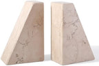 Koville Natural Stone Bookends for Shelves, Granite Book Ends for Heavy Books, Non-Slip Heavy Duty Book Stopper for CD/Movies, Decorative Bookend for Bookshelf Table Home Decor(Pink) by Koville