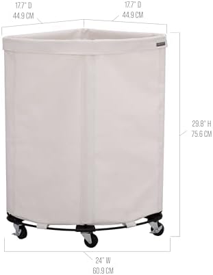 Corner Heavy-Duty Canvas Hamper w/Wheels, 24"W x 17.7"D, Natural White - Image 4