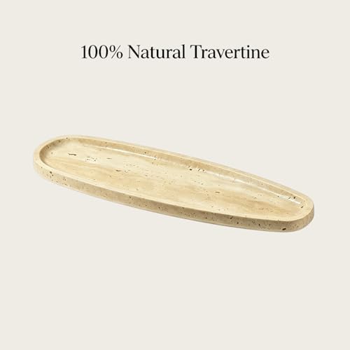 Natural Marble Travertine Vanity Tray, 16.6"x4.6", Beige - Image 5