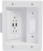 Legrand - OnQ in Wall Cable Management Kit with USB, TV Outlet Wall Kit Hides Cords, in Wall TV Power Kit Works with All Plugs, Recessed TV Outlet, White, HT21USBWHV1 (Hardwired) by Legrand-On-Q