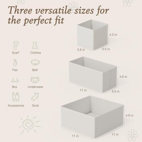 Criusia Drawer Organizer 18-Piece Set, Dresser Organizer for Baby Clothes, Foldable Closet Storage & Drawer Dividers for Underwear, Socks, Nursery (Oatmeal) - Image 2