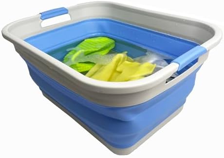 SAMMART 41L (10.8 gallon) Collapsible Plastic Laundry Basket - Foldable Pop Up Storage Container/Organizer - Portable Washing Tub - Space Saving (Grey/Little Boy Blue, Rectangular) - Image 4