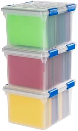 IRIS USA WeatherPro File Box Organizer, Letter/Legal, 32 Qt. 3-Pack, Clear by IRISUSA