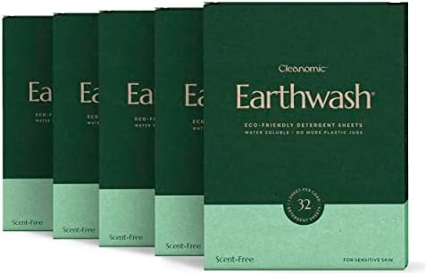Earthwash Laundry Detergent Sheets (Up To 320 Loads) 160 Scent Free Sustainable Sanitizer Strips - Ideal for Travel & Home Liquidless Laundry by Cleanomic by Cleanomic