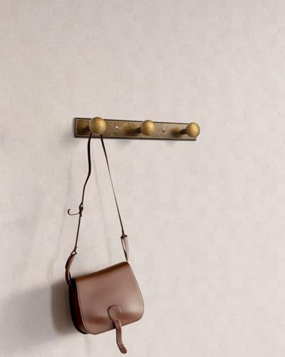 Goo-Ki Antique Brass Coat Rack Wall Mount, Heavy Duty Zinc Wall Mounted Coat Hooks with Escutcheon Backplate, Vintage Hat and Towel Hanger Rail for Entryway, Bathroom and Mudroom (3 Hooks) - Image 5