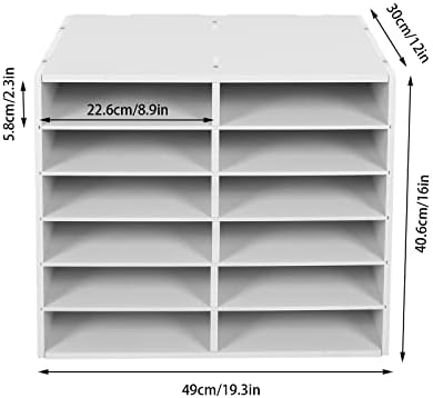 Literature Organizer, 12 Slots Compartments Mail Organizer, Literature Organizers for Office, Paper Shelves Classroom Mailbox, for Office Home School (White) - Image 3