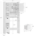 TEENFON Over the Toilet Storage Cabinet with 2 Removable Drawers, Above Toilet Storage Cabinet with 10 Storage Shelves, Taller Wooden Free Standing Bathroom Storage, Laundry Room Storage Shelf, White - Image 3