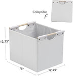 HOONEX Large Collapsible Storage Bins, Linen Fabric, Pack of 2, Storage Baskets with Wooden Carry Handles and Sturdy Heavy Cardboard, for Home, Office, Car, Nursery, White - Image 7