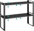 2 Pack Expandable Cabinet Organizer Shelves, 88lbs High Weight Capacity, Stackable Heavy-Duty Metal Storage Rack, Adjustable Cabinet Shelf for Kitchen, Pantry, Cupboard, Under Sink, Black by Unknown