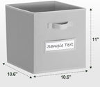 11x11 storage cube bins (Set of 10) Foldable Fabric storage cubes with 10 Labels Window Cards & a Pen,11 inch cube storage bin,Closet Organizers for Shelves,Cubby Organizer Boxes,Light Grey - Image 2