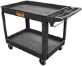 Utility Service Cart, 2-Shelf 500LBS Heavy Duty Plastic Rolling Utility Cart with 360° Swivel Wheels, Lipped Shelves, Ergonomic Storage Handle for Warehouse/Garage/Cleaning/Manufacturing by Unknown