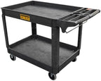 Utility Service Cart, 2-Shelf 500LBS Heavy Duty Plastic Rolling Utility Cart with 360° Swivel Wheels, Lipped Shelves, Ergonomic Storage Handle for Warehouse/Garage/Cleaning/Manufacturing by Unknown