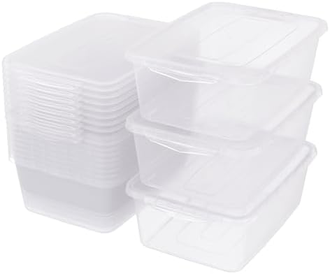12 Packs Clear Storage Latching Boxes, 16 Quart Plastic Storage Latching Bin with Lid by Sosody