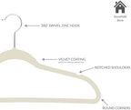 Simplify Slim Velvet Clothes Hangers | 100 Pack | Non-Slip | Shirts | Suit | Pants | Dresses | Garments | Closet Storage & Organization | Durable | Ivory - Image 2