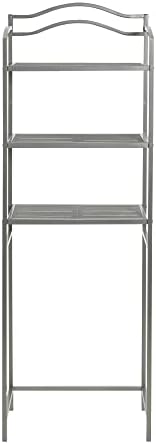 Household Essentials 3-Tier Metal Over the Toilet Bathroom Storage Shelf, Silver - Image 6
