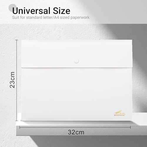 Plastic Envelopes Folders 12mil Heavy Duty, for A4 Letter Size Paper, with Snap Closure Pack, Paperwork Plastic Wallets Document Organizer (25 Pack - White, Horizontal) - Image 2