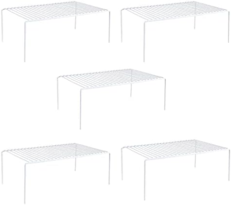 Kitchen Cabinet Shelf Organizer Set of 5, Large (15.7 x 9.4 inch) Metal Wire Pantry Storage Shelves, Dish Plate Racks for Cabinets, Freezer, Counter, Cupboard Organizers and Storage, White - Image 2