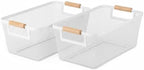 2-Pack Metal Mesh Basket, Large Wire Storage Organizer with Wood Handle for Kitchen Pantry, Bathroom, Cabinet, Closet, Picnic & Home Organization, Large, White by Unknown