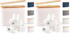 LONBET Toilet Paper Storage for 12 Rolls, Stackable & Foldable - The Ultimate Bathroom Organizer - Waterproof Basket with Bamboo Lid - Elegant Toilet Paper Storage Holder, Beige (Pack of 2) by Lonbet