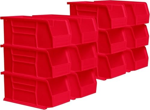 Akro-Mils 30230 AkroBins Plastic Storage Bins, 11"x5"x5", Red, 12-Pack by Akro-Mils