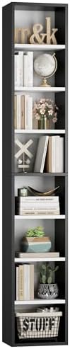 FOTOSOK Bookshelf Bookcase 8-Tier Narrow Bookshelf Tall CD Media Tower Rack by FOTOSOK