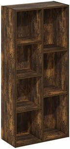 Furinno LUDER Book Shelf, 7-Cube Bookshelf, Bookcase with Open Shelves, 9.4 x 19.5 x 41.7, Easy Assembly, for Living Room, Bedroom, Home Office, Amber Pine - Image 6