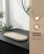 OOBOOB Oval Natural Marble Bathroom Tray for Decor Countertop, Marble Vanity Tray for Candles Perfume, Jewelry, Cosmetics, Elegant Vanity Organizer for Jewelry, Perfume - Image 6