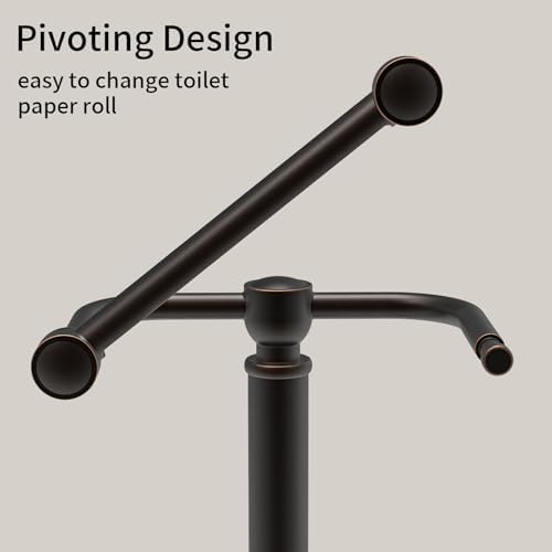 Toilet Paper Holder Stand, Freestanding Toilet Paper Holder,Farmhouse Post Pivoting Toilet Paper Stand with Stable Weighted Base,Stainless Steel Tissue Roll Holder Stand for Bathroom,Oil Rubbed Bronze - Image 3