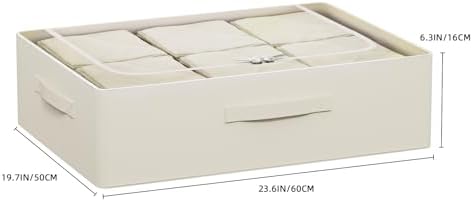 CYhom 3Pcs Under Bed Storage Bins with Metal Frame - Shoe Organizer for Closet with Clear Cover Oxford Fabric Sturdy Underbed Container Foldable Stackable Clothes Organizer (Beige, 23.5x19.7x6.3) - Image 7